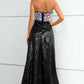 Black Sequined Strapless Prom Dress